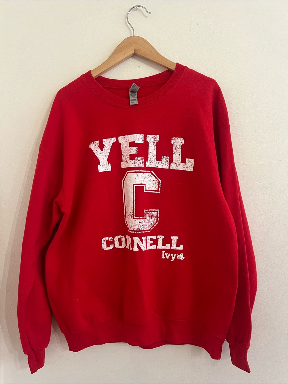 Cornell University Sweatshirt L Red Crewneck YELL C Ivy League Big C Collegiate